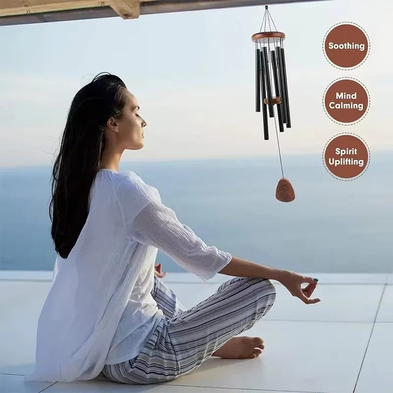 Outdoor Wind Chimes with Aluminum Tubes and Wood Details