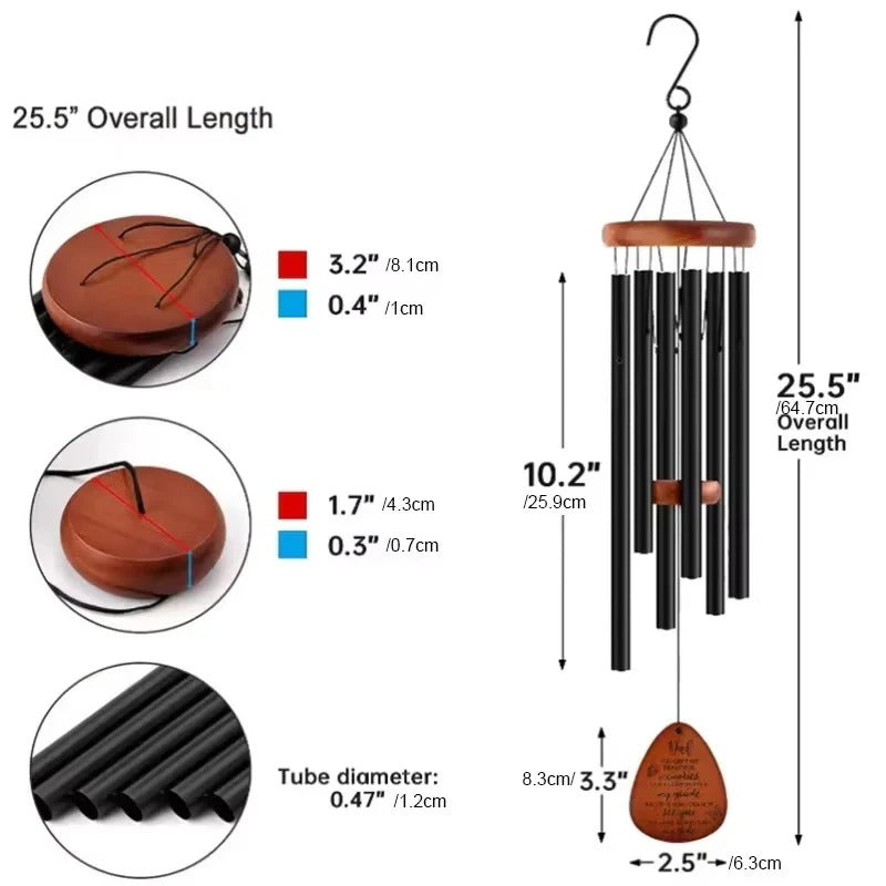 Outdoor Wind Chimes with Aluminum Tubes and Wood Details