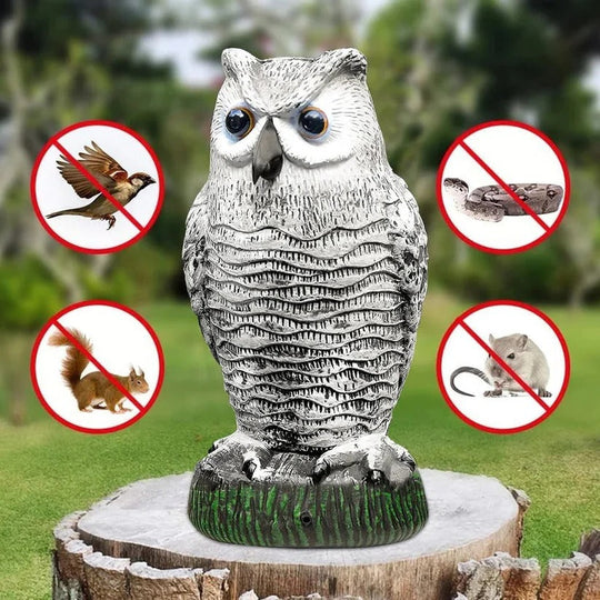 Owl Decoy with Bird Deterrent and Decorative Design