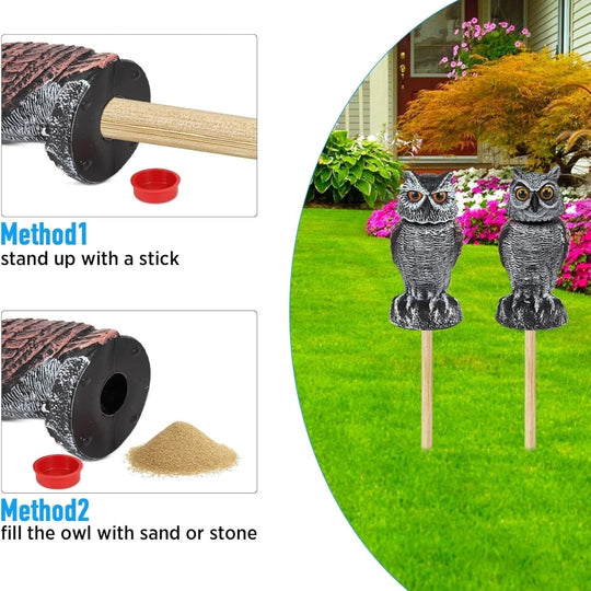 Owl Decoy with Rotating Head and Wind Activation