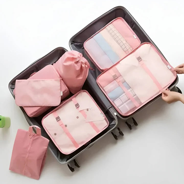 Packing Cube Set with Mesh Panels and Storage Bags