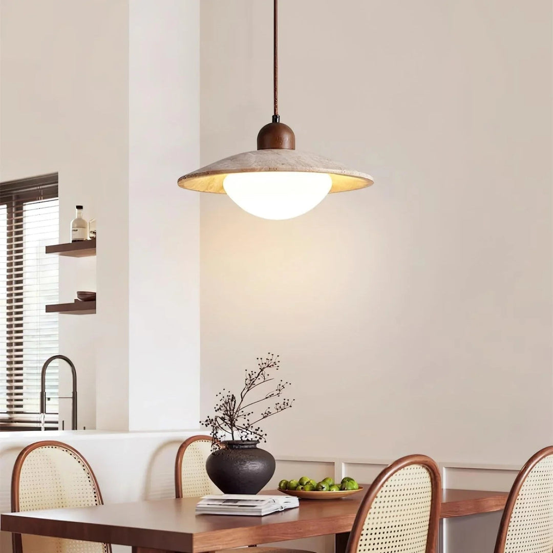 Pendant Lamp with Travertine Shade and G9 Socket