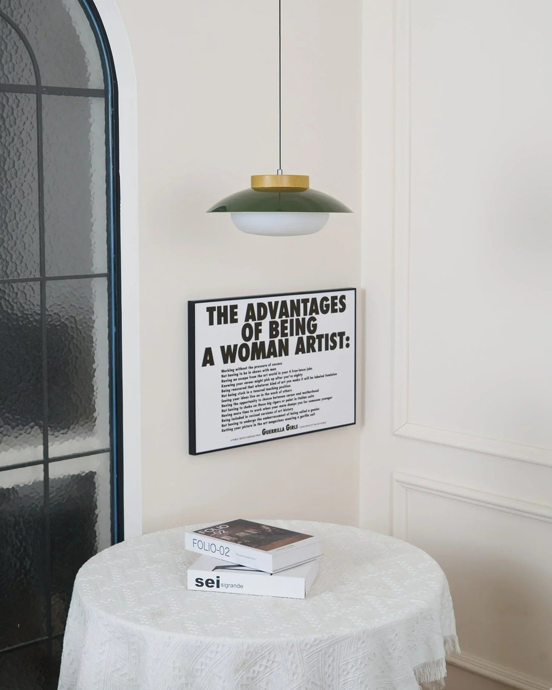 Pendant Light with Metal Shade and Wooden Accent