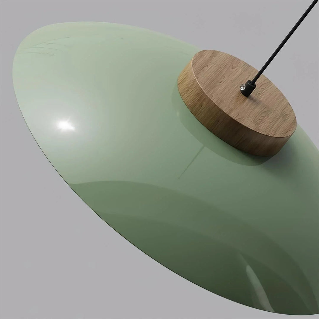 Pendant Light with Metal Shade and Wooden Accent