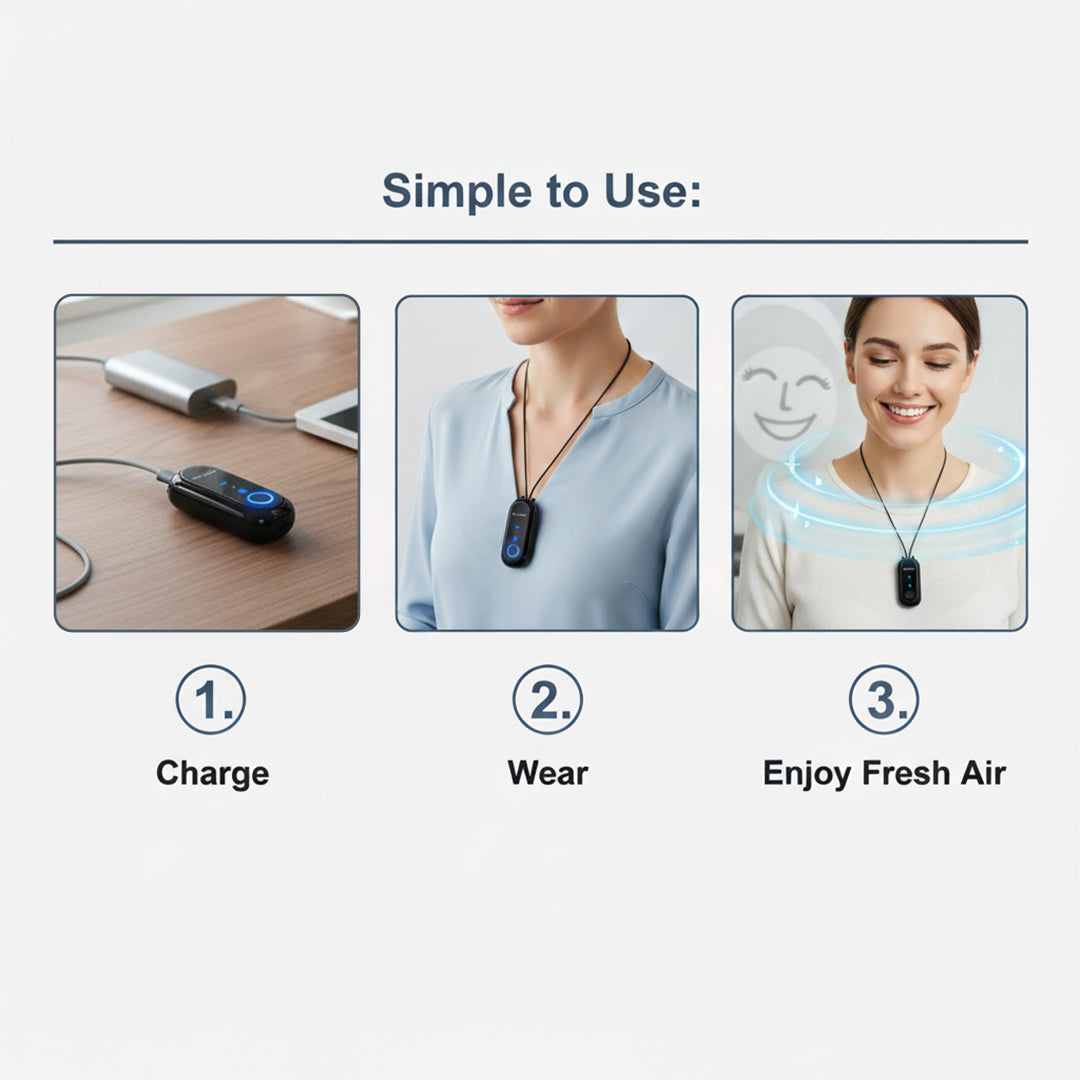 Personal Air Purifier with Wearable Design and USB Charging