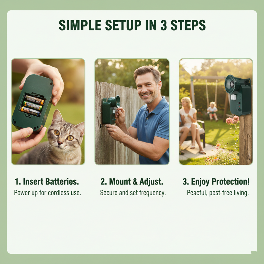 Pest Repeller with Ultrasonic Sound and Motion Detection