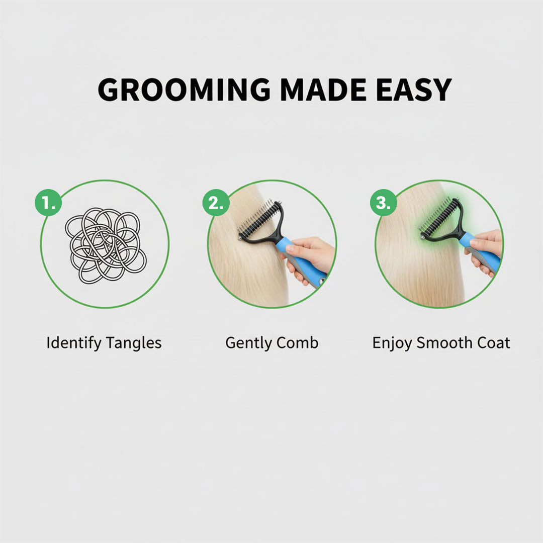 Pet Comb with Detangling Teeth and Stainless Steel