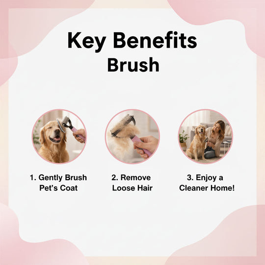 Pet Grooming Brush with Deshedding and Gentle Bristles