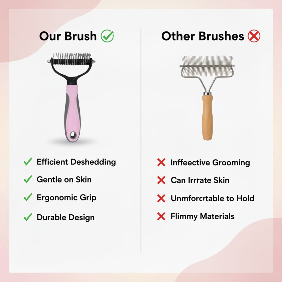 Pet Grooming Brush with Deshedding and Gentle Bristles