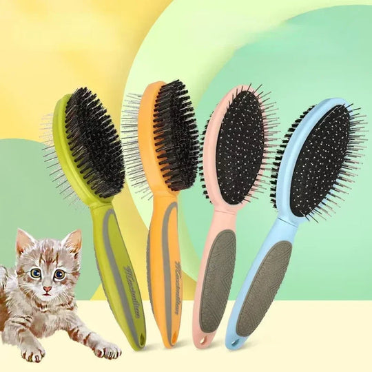 Pet Grooming Brush with Dual-Sided Design and Coat Care