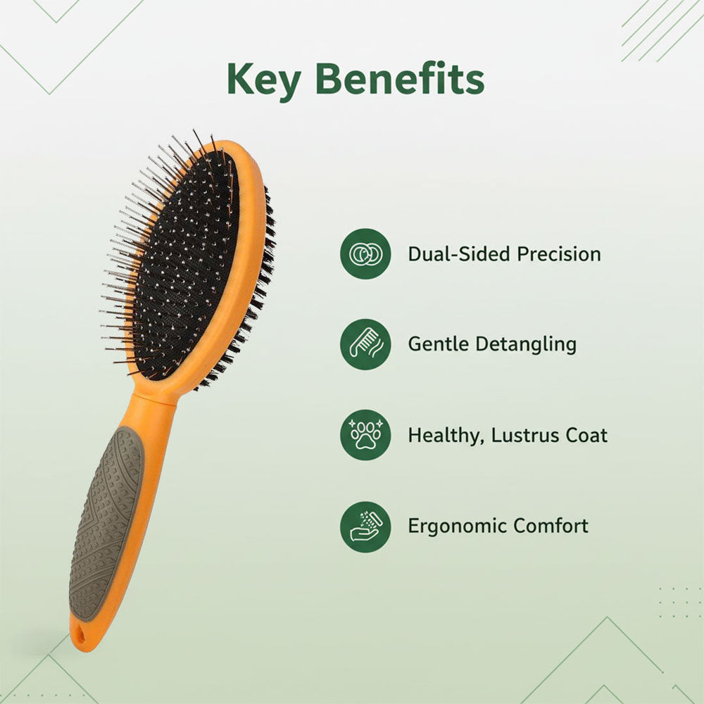 Pet Grooming Brush with Dual-Sided Design and Coat Care