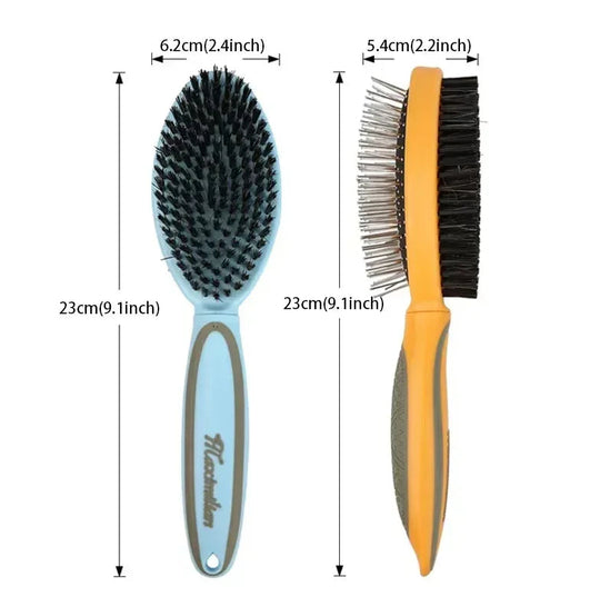 Pet Grooming Brush with Dual-Sided Design and Coat Care