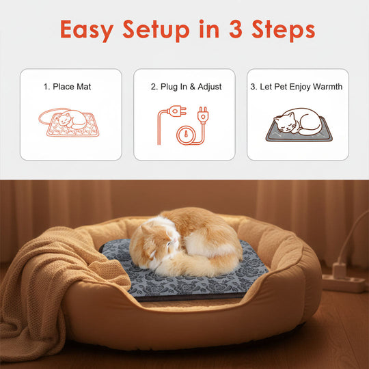 Pet Heating Mat with Adjustable Temperature and Waterproof Design