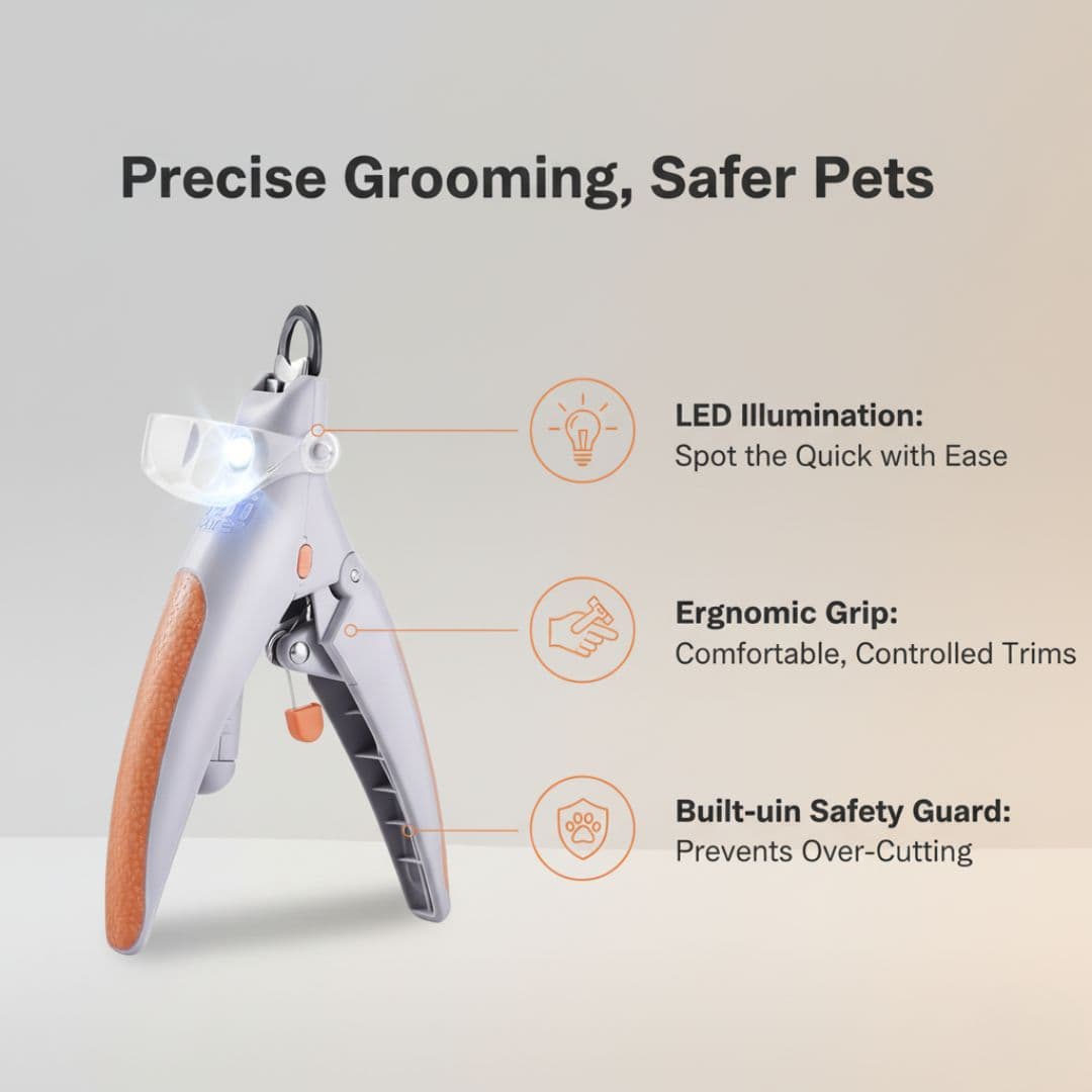 Pet Nail Clipper with LED Light and Ergonomic Grip