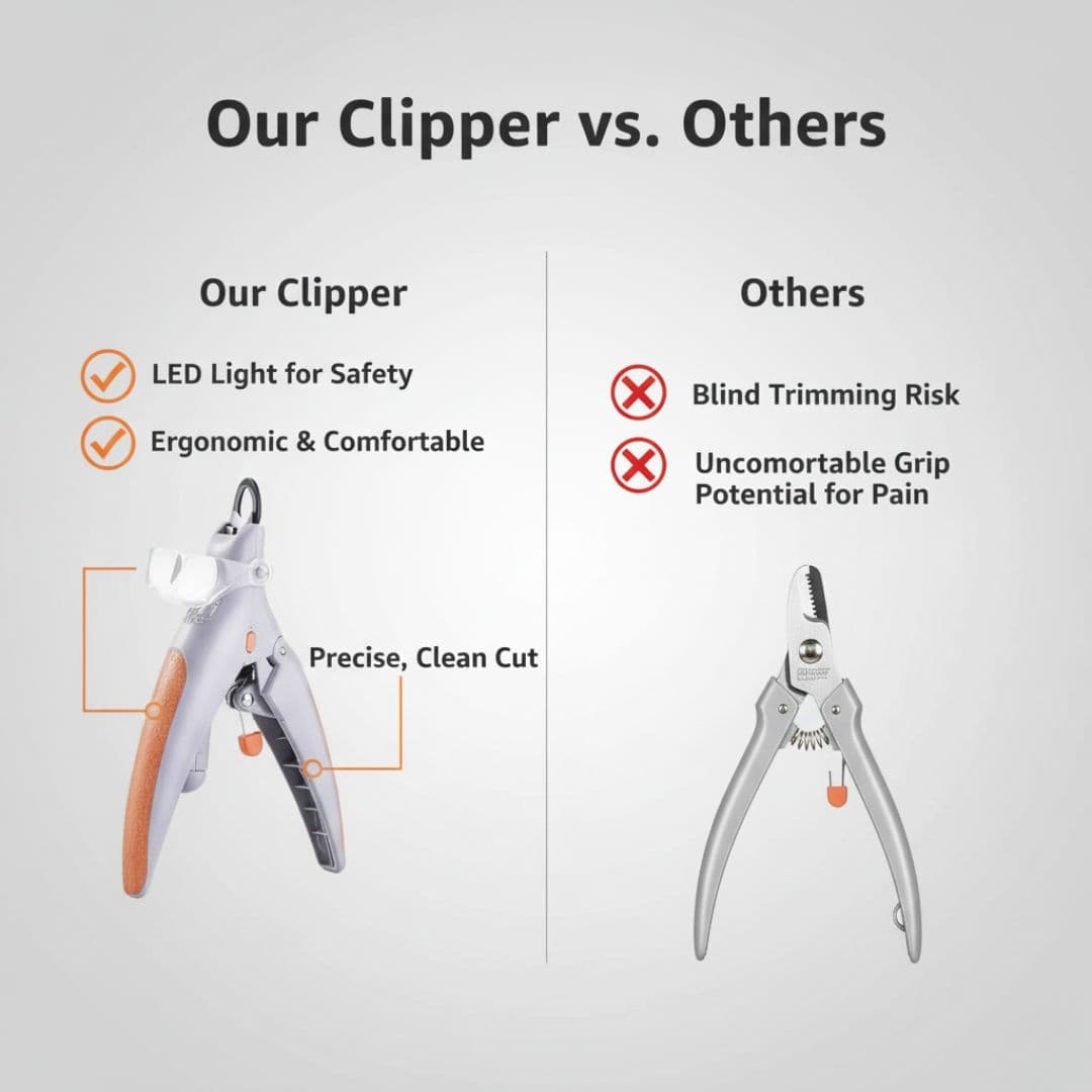 Pet Nail Clipper with LED Light and Ergonomic Grip