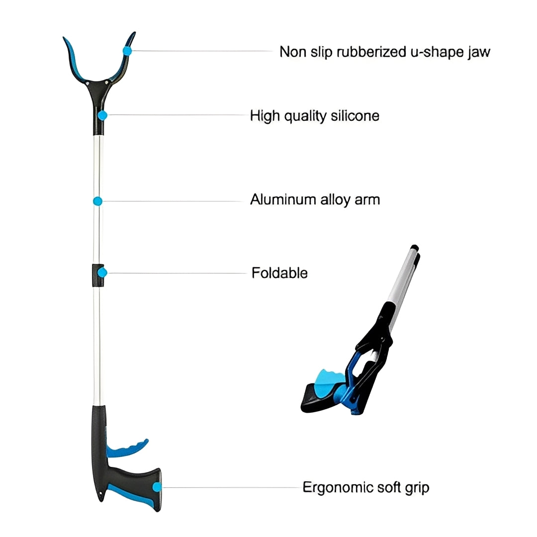 Pickup Tool with Long Reach and Rotating Head
