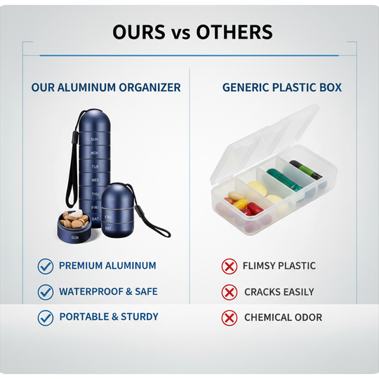 Pill Organizer with Portable Aluminum Design and Seven-Day Capacity