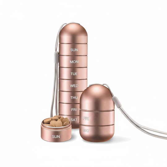 Pill Organizer with Portable Aluminum Design and Seven-Day Capacity