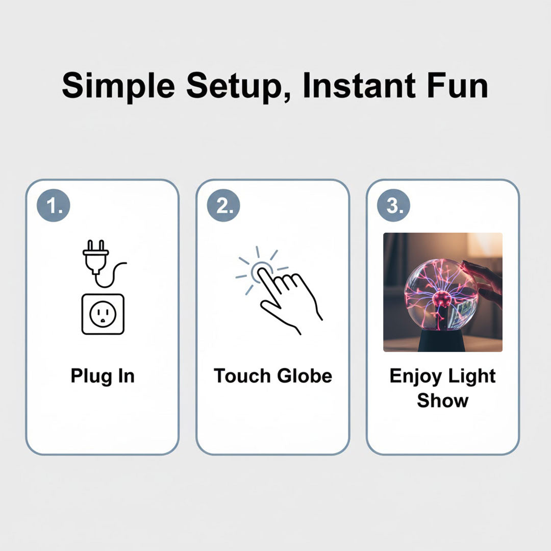 Plasma Globe Lamp with Touch Activation and Decorative Design