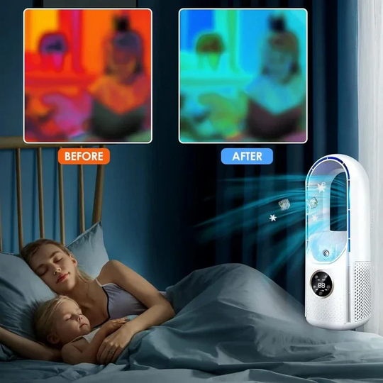 Portable Air Conditioner with Blade-Free Design and Silent Operation
