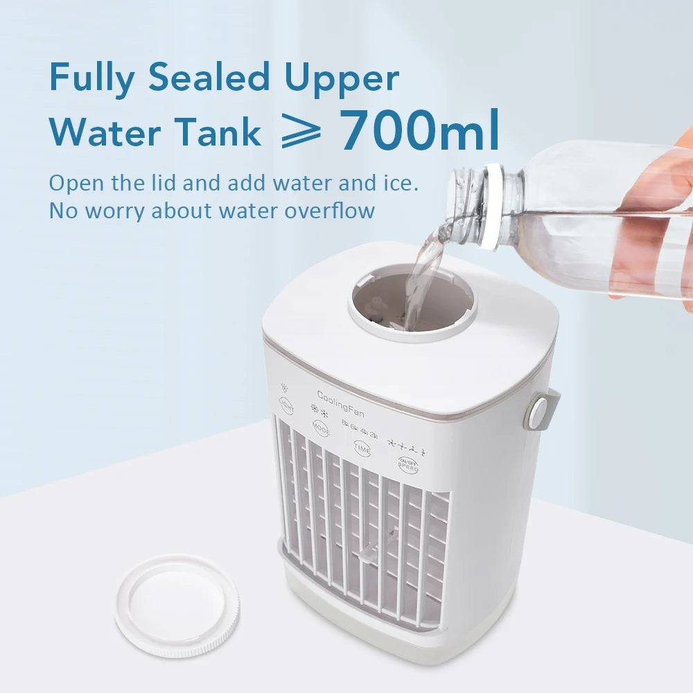 Portable Air Cooler with Humidifier and LED Light