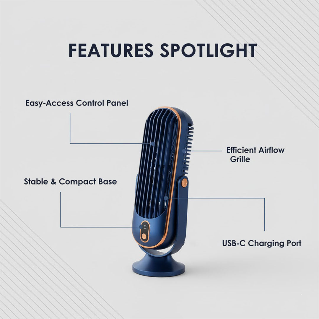 Portable Air Cooler with USB Rechargeable Battery and Desktop Design