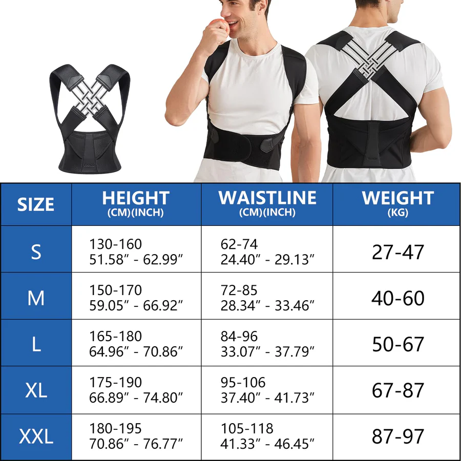Posture Corrector with Adjustable Straps and Back Support
