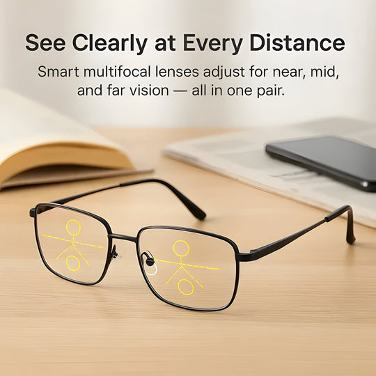 Progressive Glasses with Adaptive Lenses and UV Protection