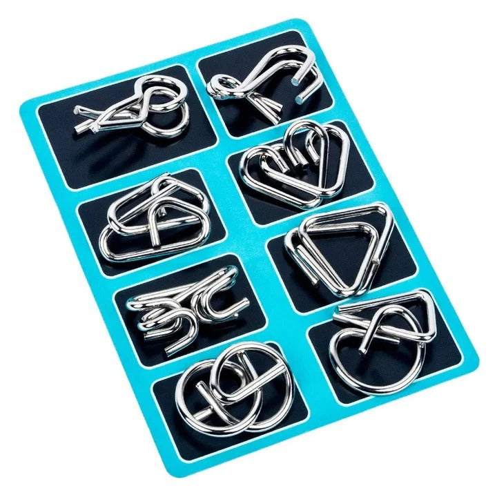 Puzzle Ring Set with Metal Design and Brain Teaser Challenge