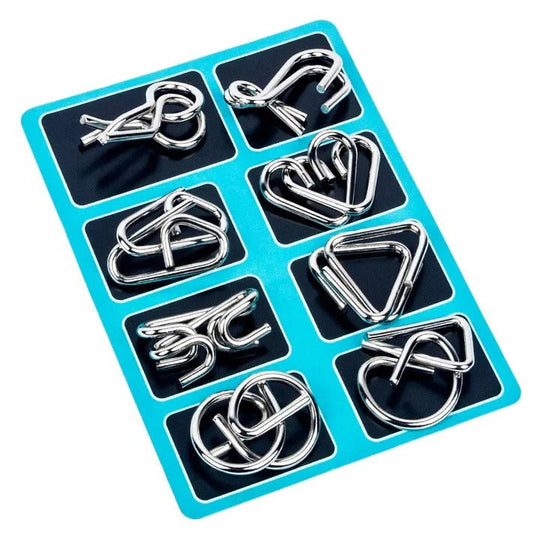 Puzzle Ring Set with Metal Design and Brain Teaser Challenge