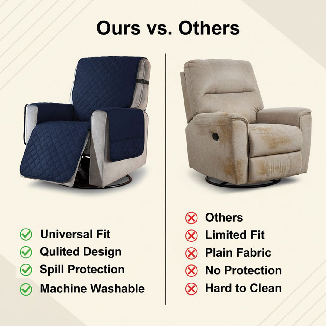 Recliner Cover with Stretchable Fabric and Quilted Design