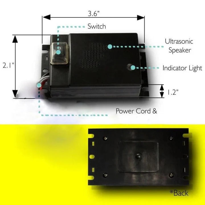 Rodent Deterrent with Ultrasonic Technology and 12V Power