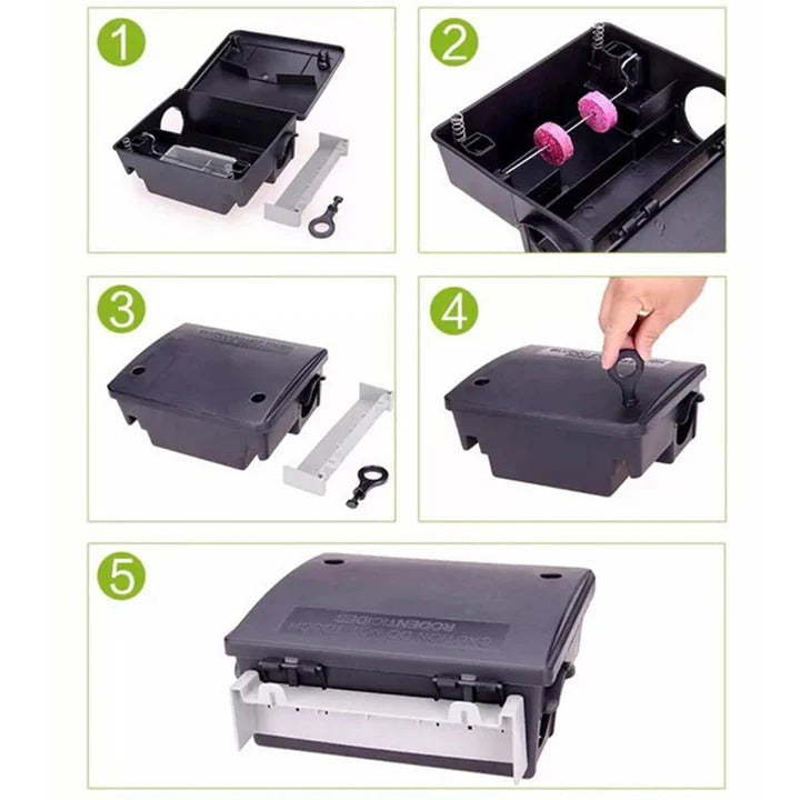 Rodent Trap with Reusable Design and Bait Tray