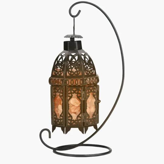 Salt Lamp with Iron Frame and Tabletop Design