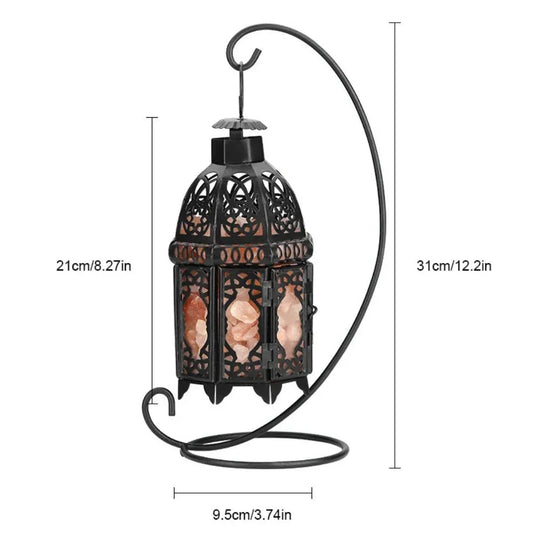 Salt Lamp with Iron Frame and Tabletop Design