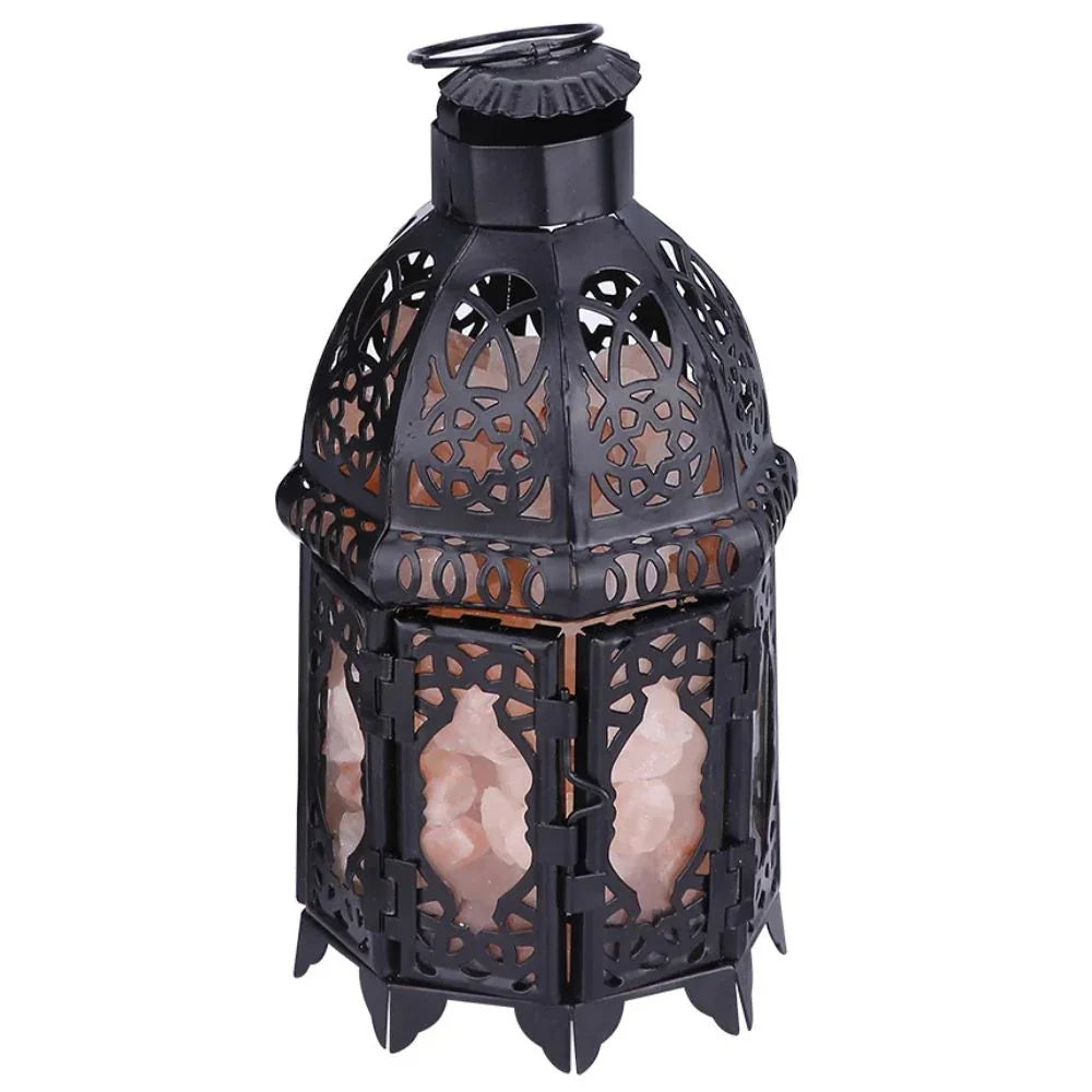 Salt Lamp with Iron Frame and Tabletop Design