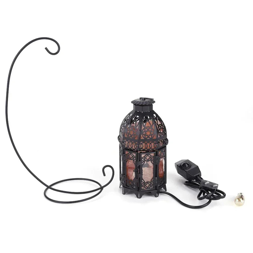 Salt Lamp with Iron Frame and Tabletop Design