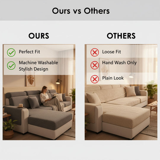 Sectional Sofa Cover with Stretchable Fabric and Easy Installation