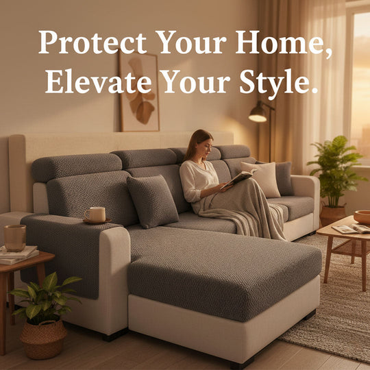 Sectional Sofa Cover with Stretchable Fabric and Easy Installation