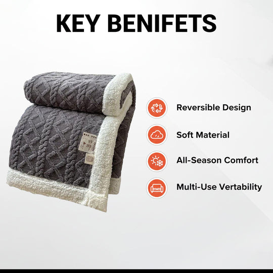 Sherpa Blanket with Reversible Design and All-Season Comfort