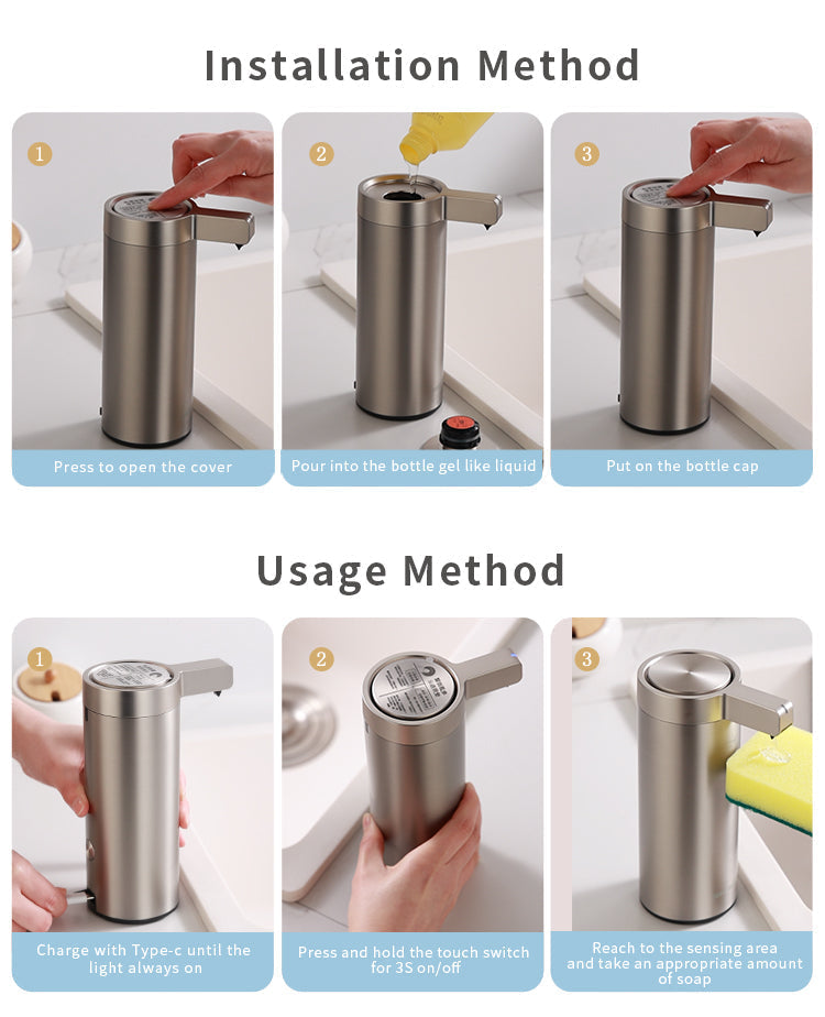 Soap Dispenser with Motion Sensor and Stainless Steel
