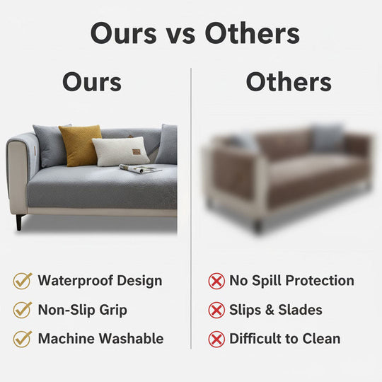 Sofa Cover with Waterproof Sherpa Fleece and Non-Slip Design