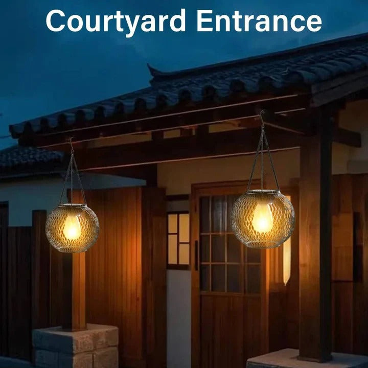 Solar Lantern with Warm LED Light and Hanging Design