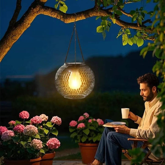 Solar Lantern with Warm LED Light and Hanging Design