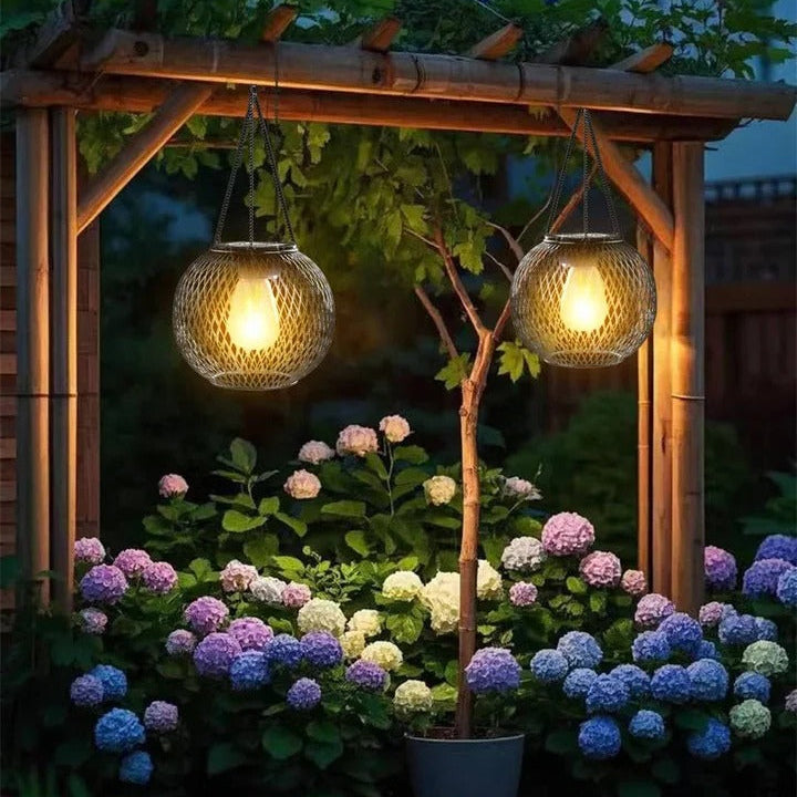 Solar Lantern with Warm LED Light and Hanging Design