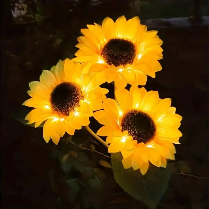 Solar LED Light with Fabric Petals and Iron Frame