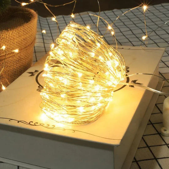 String Lights with Battery Power and Warm White Glow