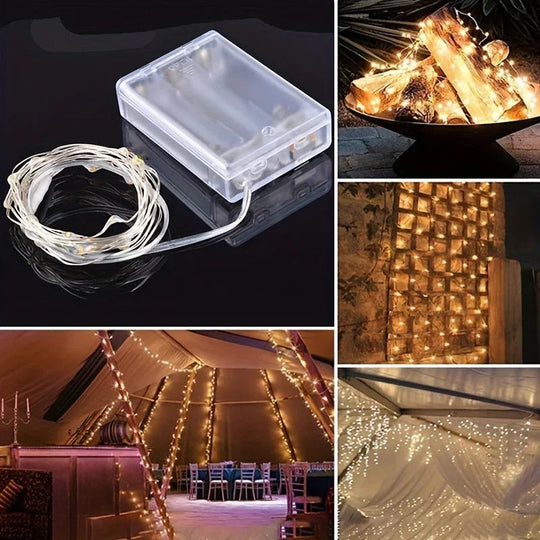 String Lights with Battery Power and Warm White Glow