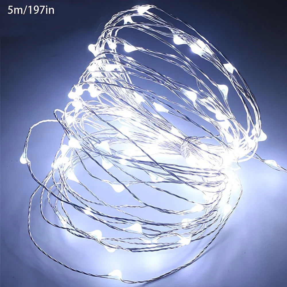 String Lights with Battery Power and Warm White Glow