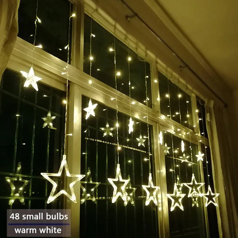 String Lights with LED Stars and Decorative Design
